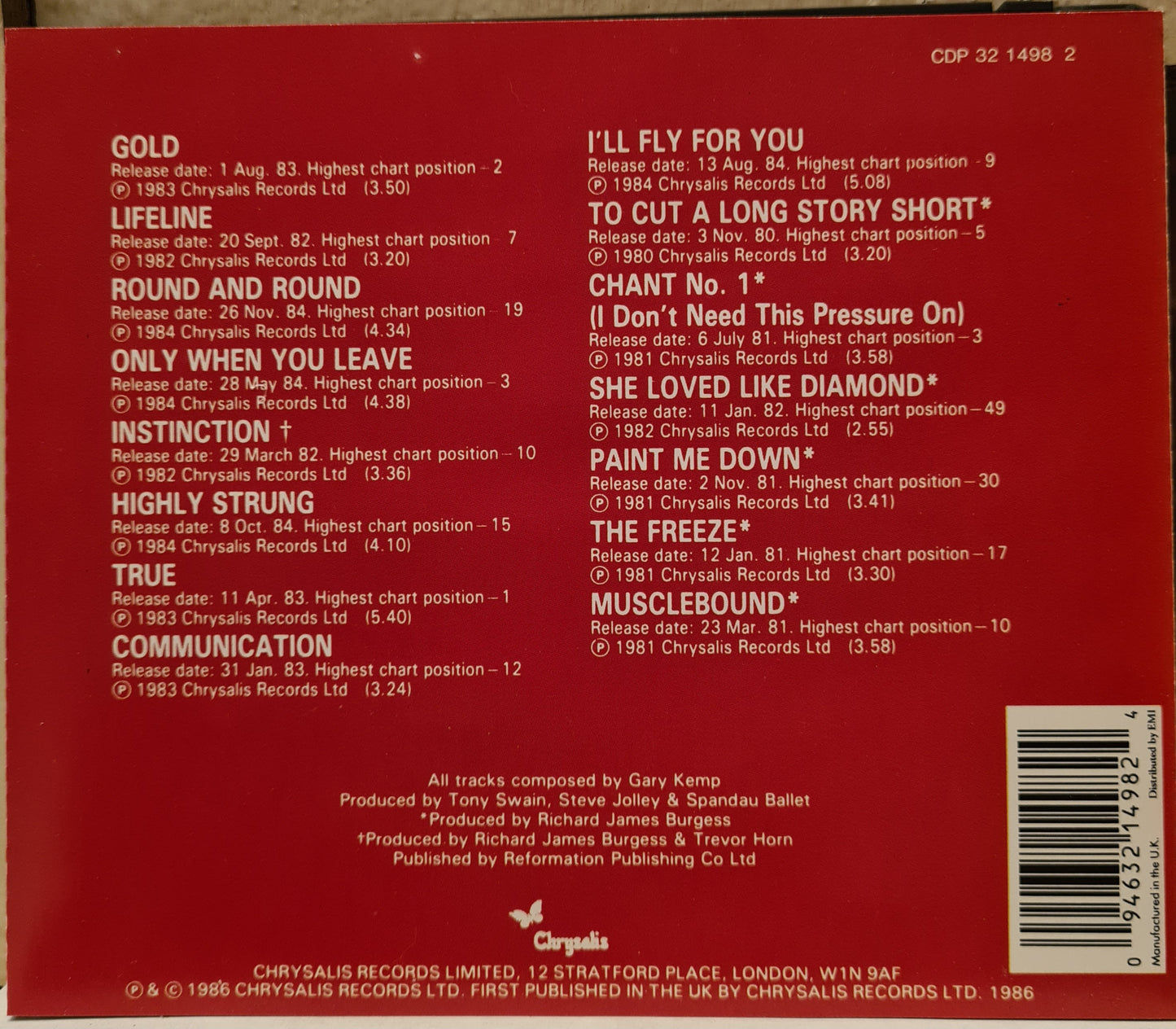 Spandau Ballet ~ The Singles Collection (CD-UK)