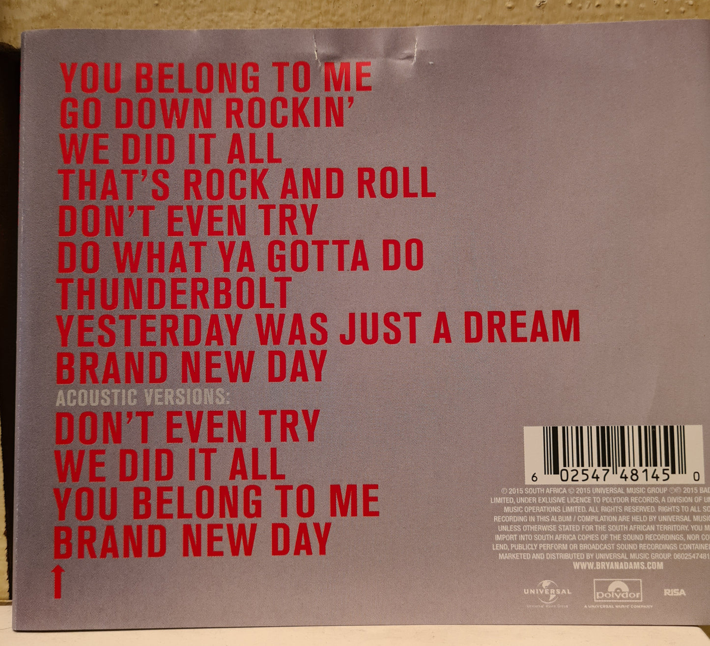 Bryan Adams ~ Get Up (CD - RSA)