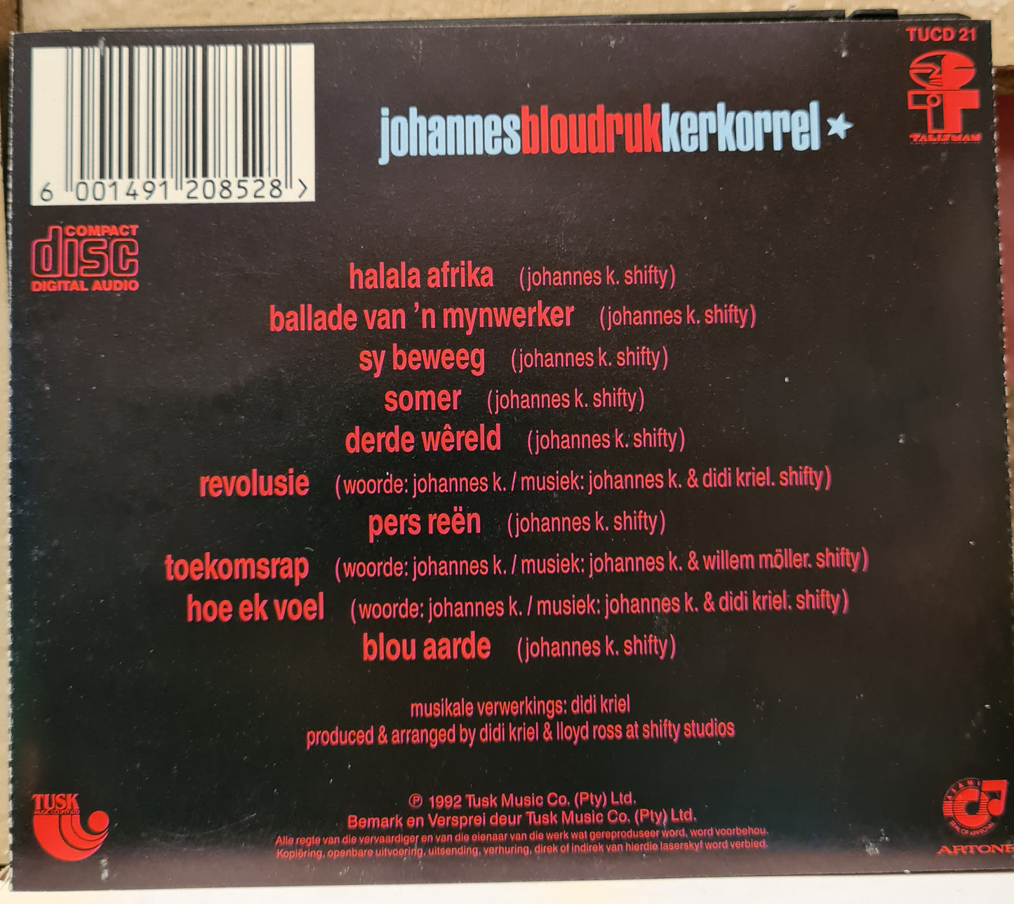 Johannes Kerkorrel ~ Bloudruk (CD-RSA)