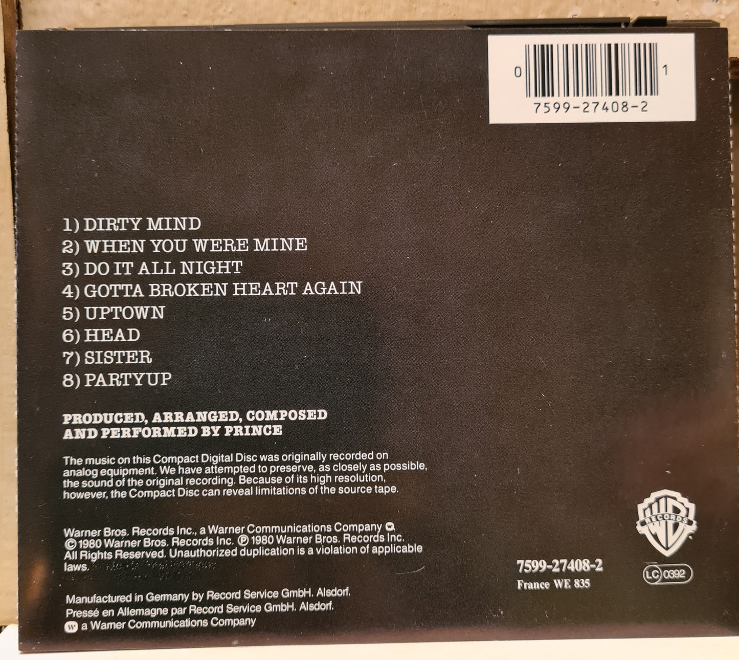 Prince ~ Dirty Mind (CD - German)