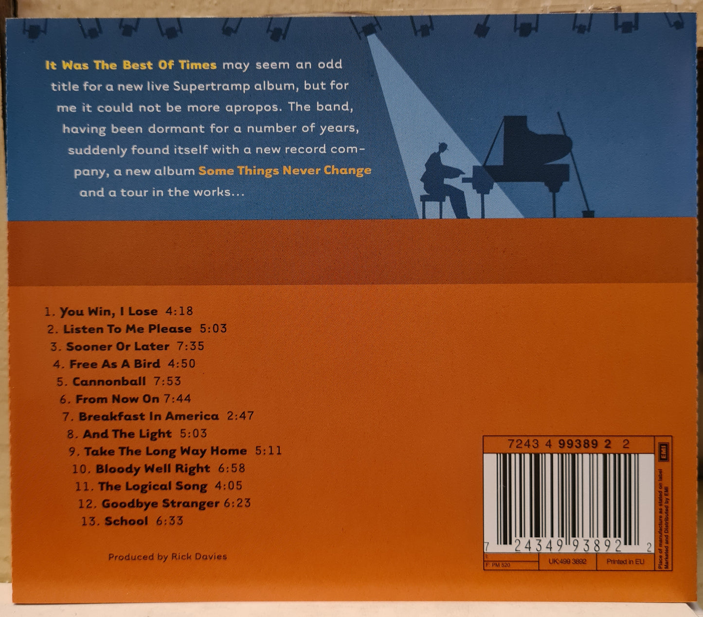 Supertramp ~ It was The Best of Times (CD)