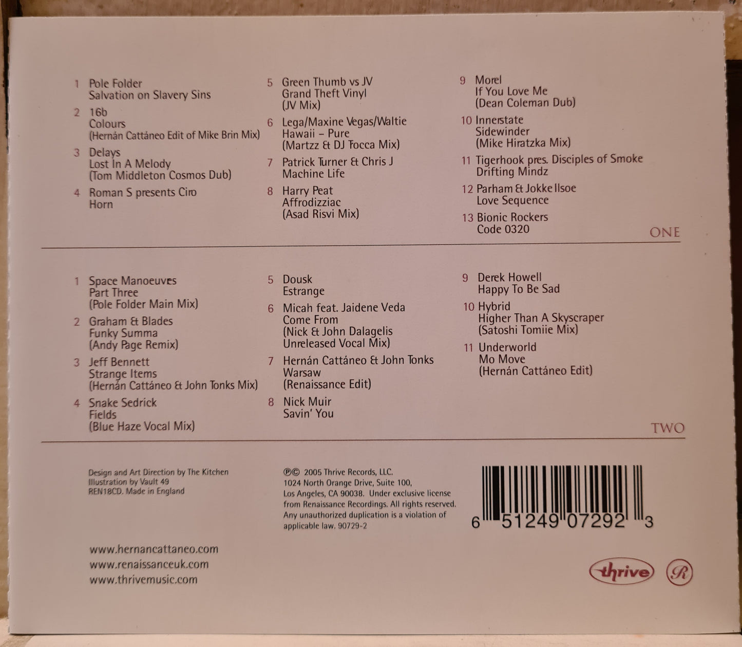 Renaissance ~ The Masters Series - Hernan Cattaneo vol. 2 (2xCD - USA)